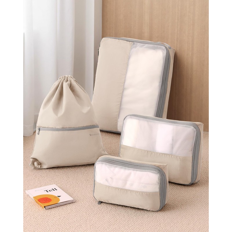 kookoomia 4-Piece Compression Suitcase Organiser Packing Cubes Compression Packing Cube