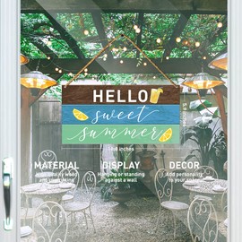 Hello Summer Sign Decor for Front Door, Farmhouse Summer Lemon Welcome Sign for Home Porch Decor Kitchen Dining Room Wall Art Rustic Summer Decoration for Home Office Bedroom Outdoor