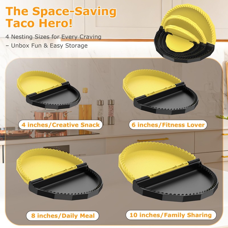 Tortilla Sealer Crimper - Quesadilla Maker for 10"+8"+6"+4" Flour Tortillas