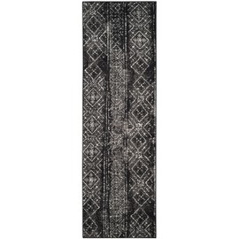 SAFAVIEH Adirondack Collection ADR111C Moroccan Boho Distressed Non-Shedding Living Room Entryway Foyer Hallway Bedroom Runner, 2'6" x 10' , Black / Silver