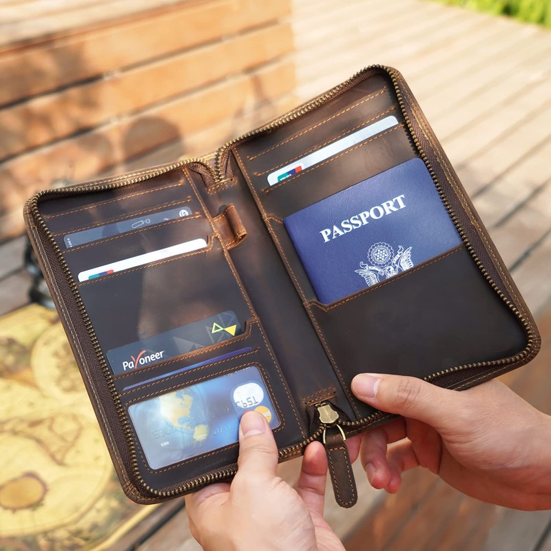 Polare Full Grain Leather Passport Holder Cover Case for Men