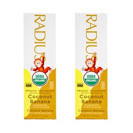 RADIUS Children's Toothpaste, Coconut Banana, 3 oz, Non-Toxic Chemical-Free Gluten-Free, Designed to Improve Gum Health & Prevent Cavities, Pack of 2