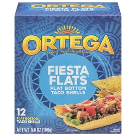 Ortega Fiesta Flats, Flat Bottom Taco Shells, 12 Count (Pack of 6)