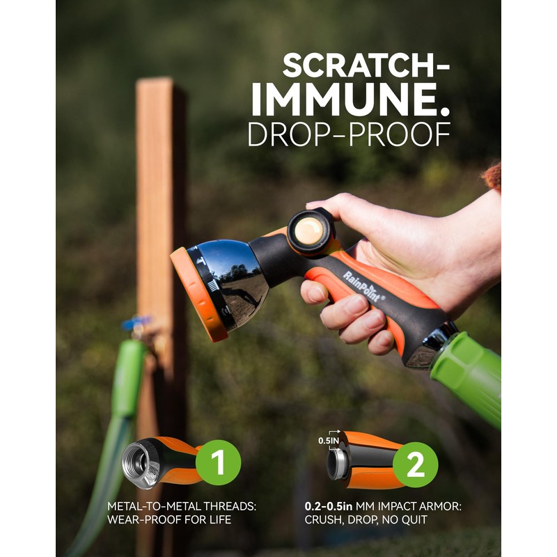 RAINPOINT Spray Nozzles for Garden Hose - 10 Spray Patterns