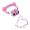 Gadpiparty Children's Headphones Furry Ball Ears Shiny Rhinestone Headset Over
