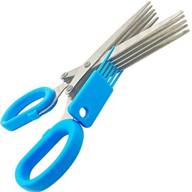 GOSONO Stainless Steel Kitchen Knives 5 Layer Scissors Shredded Cut Herb Scissors Spices Scissors Kitchen Scissor Shredded