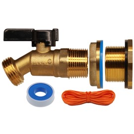 RAINPAL RBS022 Brass Rain Barrel Spigot(3/4" Quarter Turn Ball Valve w/ Bulkhead Fitting and Thread Tape)
