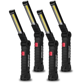 Lmaytech Gifts for Men 4Pack LED Flashlight, Rechargeable Work Lights with Magnetic Base Hook 360°Rotate and 5 Modes Bright LED Flashlight Inspection Light for Car Repair, Grill and Outdoor Use