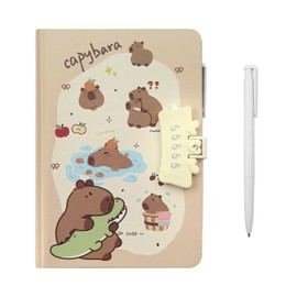 Capybara Password Book with Lock,Cartoon Capybara Crocodile Password Notebook Journal Kid Secret Notebook Diary and Pen Password Keeper Stationery Set for Teen Kid Birthday Office School Supplies
