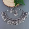 I Jewels Oxidised Silver Plated Afghani Choker Necklace Jewellery Set