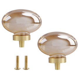NAHUAA 2Pcs 40x45mm Crystal Door Knobs Crystal Glass Cabinet Knobs Oval Drawer Knob Kitchen Cupboards Knob Wardrobe Pull Handles for Chest of Drawers with M4 x15 Screws