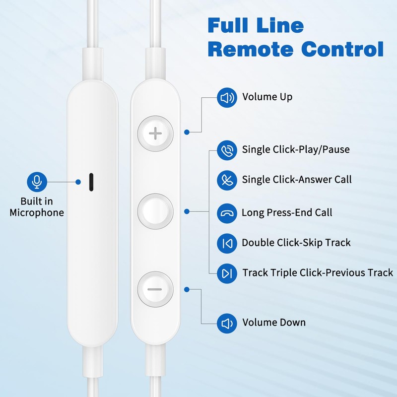 USB C Headphones with Microphone Volume Control