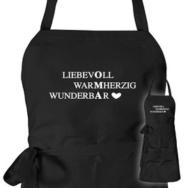 huuraa Apron Liebevoll Warmherzig Wunderbar Oma Unisex Apron Cooking Apron Size for the Best Grandmothers in the World Gift Idea for Friends and Family, black