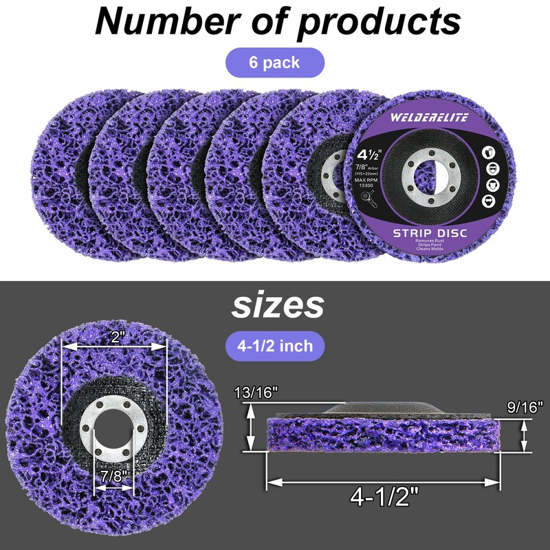 WelderElite 6-Pack Paint Stripper Discs for Angle Grinder 4-1/2 Inch