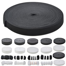 Roban Fashion 25 metres, white, black rubber band, width 5, 10, 12, 15, 20, 25, 30, 35, 40, 45, 50 mm.