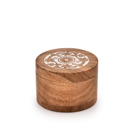 Indus Lifespace Spice Cellar Salt and Spice Box Acacia Wood Salt Container Wooden Container for Kitchen (3.5 x 3.5 x 2.5 inches)