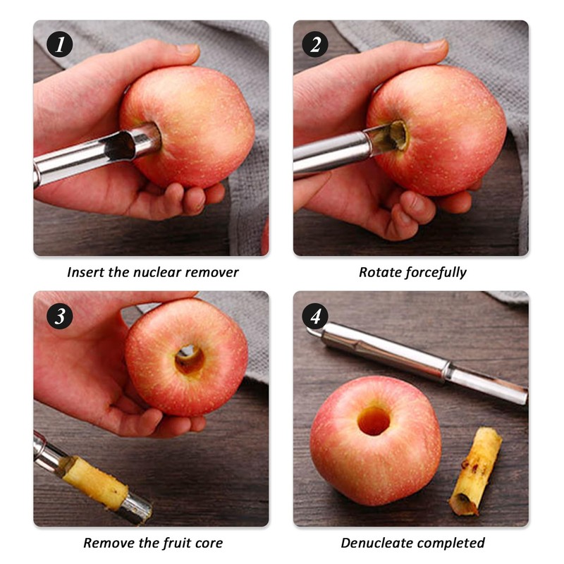 HINFHI 4 Pieces Of Stainless Steel Apple Core Removal Tool,
