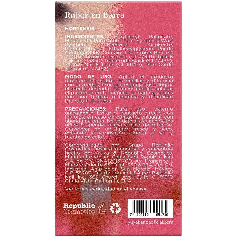Republic Cosmetics - Blush En Barra Hortensia (Bugambilia)