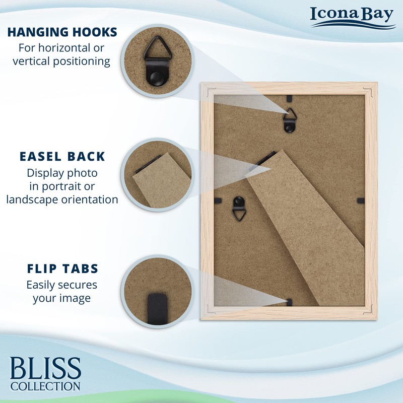 Icona Bay 5x7 Picture Frames (Light Oak, 5 Pack), Modern