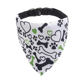 BlissBud Cute Dog Bandana with Collar for Small and Medium Puppy Adjustable Slip Over Novelty Spring Print Pet Scarf,Black Bone,Small