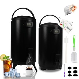 Insulated Beverage Dispenser 2.2 Gallon - Thermal Hot Drink Dispenser for Parties, Hot Beverage Container with Stand for Water Coffee Tea Cocoa, Black, 2 Pack, Non-Electric,New
