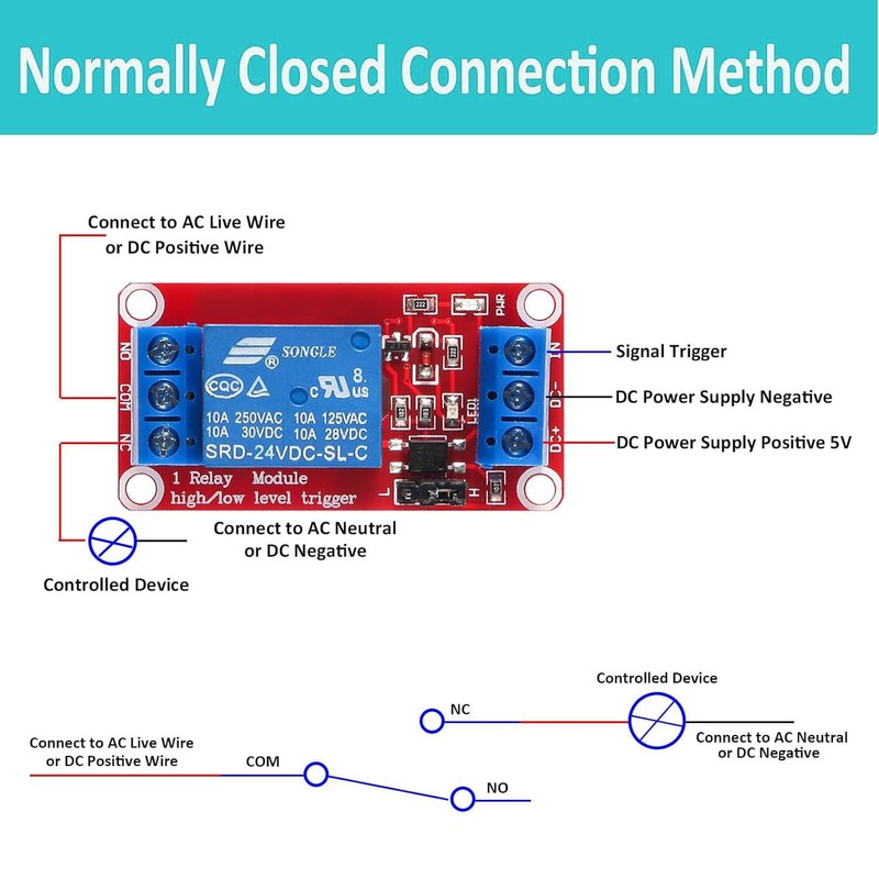RUNCCI-YUN Pack of 5 One Channel Relay Module 24 V,