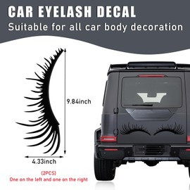 Dickno 2 PCS Car Headlight Eyelash Stickers, Cute Fake Eyelash Bumper Window Decal, Waterproof Auto Body Sticker, Universal Vehicle Exterior Decoration Accessories for Car SUV Truck (Black)