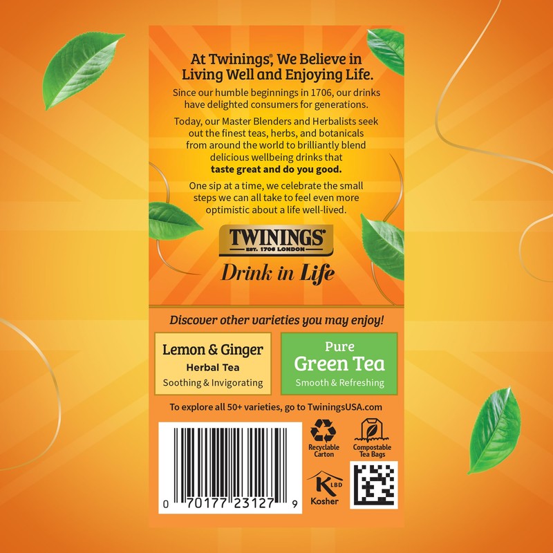 Twinings Honeybush, Mandarin, & Orange Herbal Tea Individually Wrapped Bags,