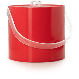 Mr. Ice Bucket By Stephanie Imports Hand Made In USA Red Double Walled 3-Quart Insulated Ice Bucket With Clear Lucite Lid and Handle