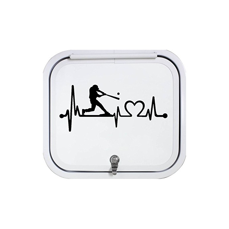 Bluegrass Decals K1075 Baseball Guy Batter Batting Heartbeat Lifeline Decal