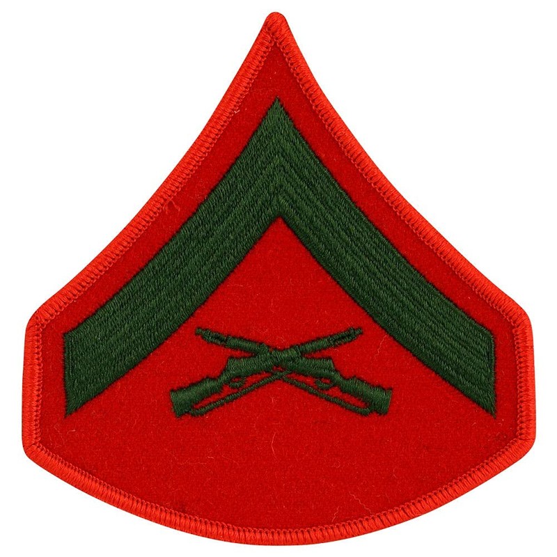 USMC Lance Corporal Rank Green on Red
