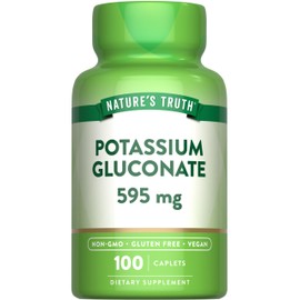 Nature's Truth Potassium Gluconate 595mg | 100 Caplets | Vegan, Non-GMO, Gluten Free Supplement