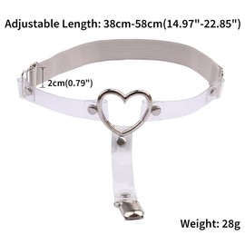FM FM42 Transparent PU Simulated Leather Love Heart O-Ring with Anti-Slip Clips Adjustable Elastic Garter