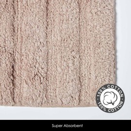 HOMESCAPES Spa Supreme Bath Mat, Stone, Very Heavy 1800 GSM, Super Soft Plush Cotton Rug, 50x80cm, Washable at Home.