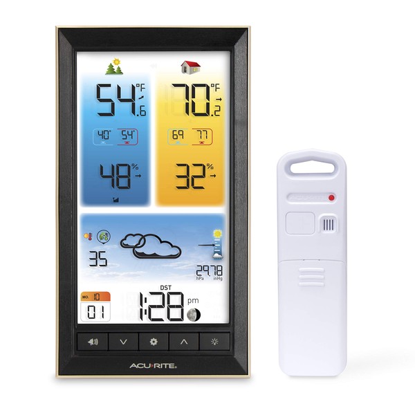 AcuRite 01201M Vertical Wireless Color Weather Station with Indoor/Outdoor Temperature Alerts, 12 x 10.75 Inches, Black