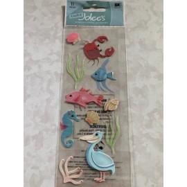 JOLEE'S A TOUCH OF JOLEE’S 3D STICKERS GLITTER FISH SEALIFE SOUTH PELICAN CRAB KELP