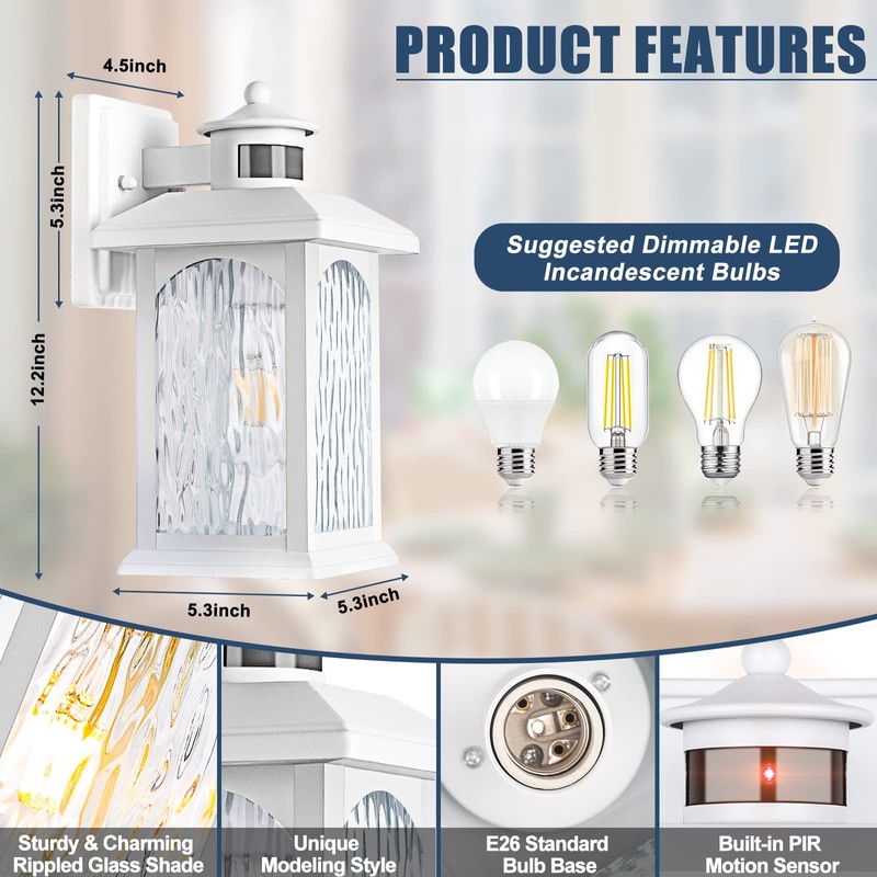 Advanced Motion Sensor Outdoor Lights 2 Packs - White Dusk
