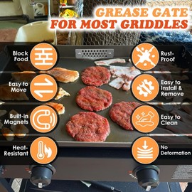 Grease Gate Blocker for Blackstone Griddle, Compatible with Blackstone Griddle Accessories, Grill Accessories for BBQ, Food Mesh Screen Block Food from Falling into Rear Grease Trap, Magnetic (1Pack)