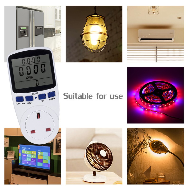 LCD Display Electricity Usage Power Meter Socket Energy Watt Volt