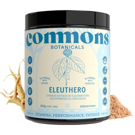 Commons Adaptógenos - Eleuthero - Suplemento Natural - Energía y Enfoque Mental - Apoya el Rendimiento Físico -100% Orgánico (100 gr polvo)