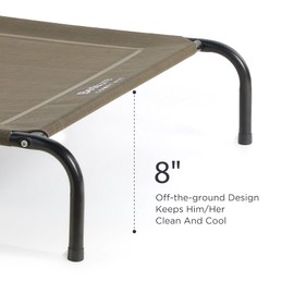 Bedsure Large Elevated Outdoor Dog Bed - Raised Dog Cots Beds for Large Dogs, Portable Indoor & Outdoor Pet Hammock Bed with Skid-Resistant Feet, Frame with Breathable Mesh, Brown, 49 inches