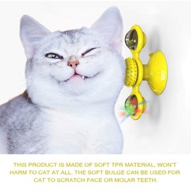 GBSYU Interactive Windmill Cat Toys with Catnip : Cat Toys for Indoor Cats Funny Kitten Toys with LED Light Ball Suction Cup‖Cat Nip Toy for Cat chew Exercise (Yellow)