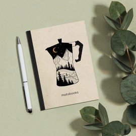 Matabooks, Sustainable and Vegan Notebooks A6 Made of Grass Paper, Stiff Dahara Brochure, 102 Blank Pages, Natural, Handmade, Made in Germany (Coffee)