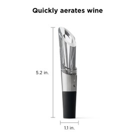 Rabbit W6127 Wine Aerator and Pourer, Clear and Stainless Steel Design, Easy to Use for Enhancing Wine Flavor and Smooth Pouring