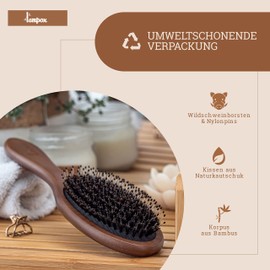 lampox Hair Brush with Boar Bristles, Head Massage, Hair Care, Detangling Brush for Long Hair & Curls for Women, Men & Children, Massage Brush for Scalp, Detangler