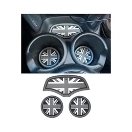MINI F55 F56 Car Cup Coaster, 3PCS Universal Non-Slip Cup Holders Embedded in Ornaments Coaster for Mini Cooper Hatchback F55 F56(Union Jack Gray)