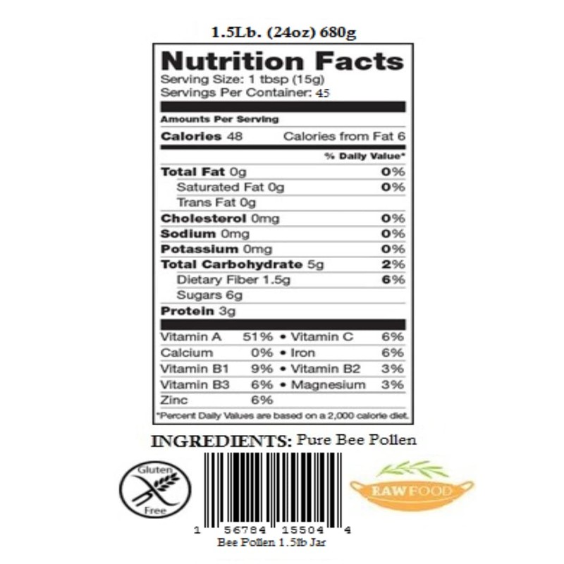 Fresh Bee Pollen Raw Nebraska Bee Pollen 1.5lb Jar