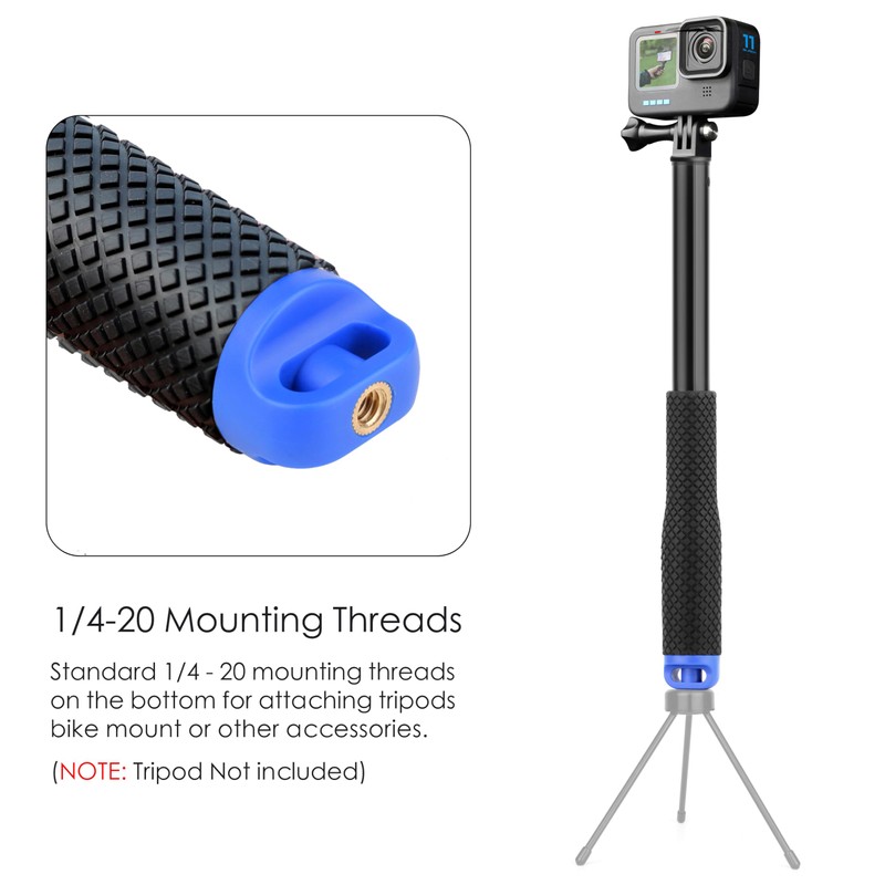 YALLSAME 46" Waterproof Selfie Stick for GoPro Insta360 DJI Action