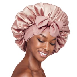 Red by Kiss Silky Satin Tie Bonnet – Adjustable Tie & Elastic for Secure Fit, Protects Natural and Relaxed Hair, Protective Styles, Anti Breakage (Baby Pink, XL)