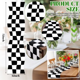 Preboun Wonderland Table Runner Decoration Black and White Checkered Tablecloths Checkerboard Table Decoration for Wonderland Birthday Party Decorations, 12 x 72 Inches